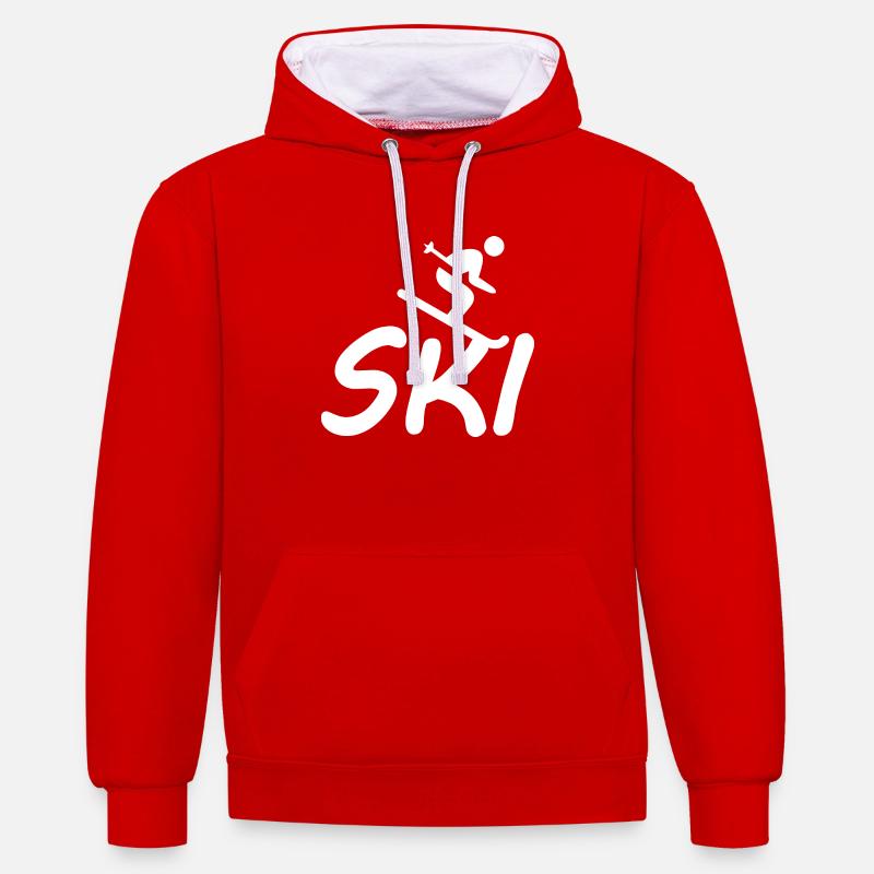 Ski Skiing Après-Ski - Sweat à capuche contrasté - rouge/blanc