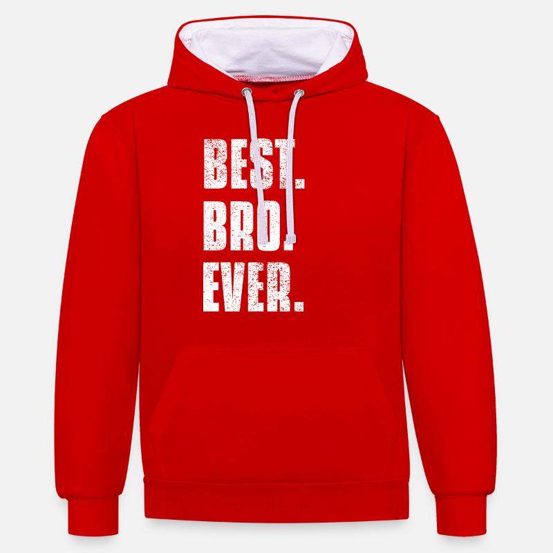 Bruder - Bester Bruder - Kontrast-Hoodie - Rot/Weiß