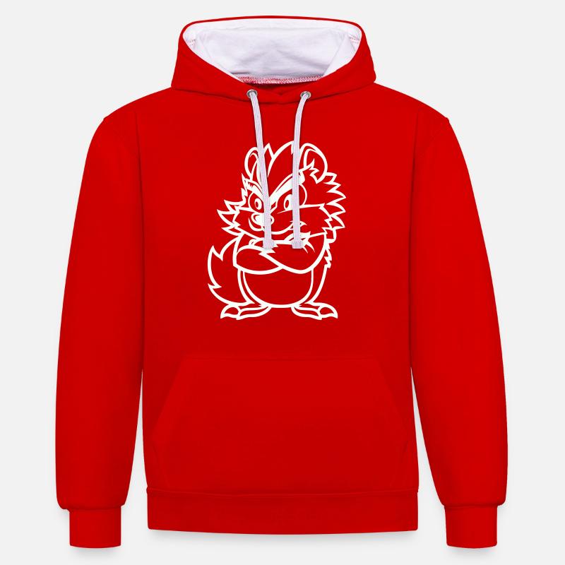 hérisson - Sweat à capuche contrasté - rouge/blanc