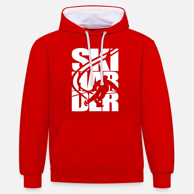 Ski Extrem - Sweat à capuche contrasté - rouge/blanc