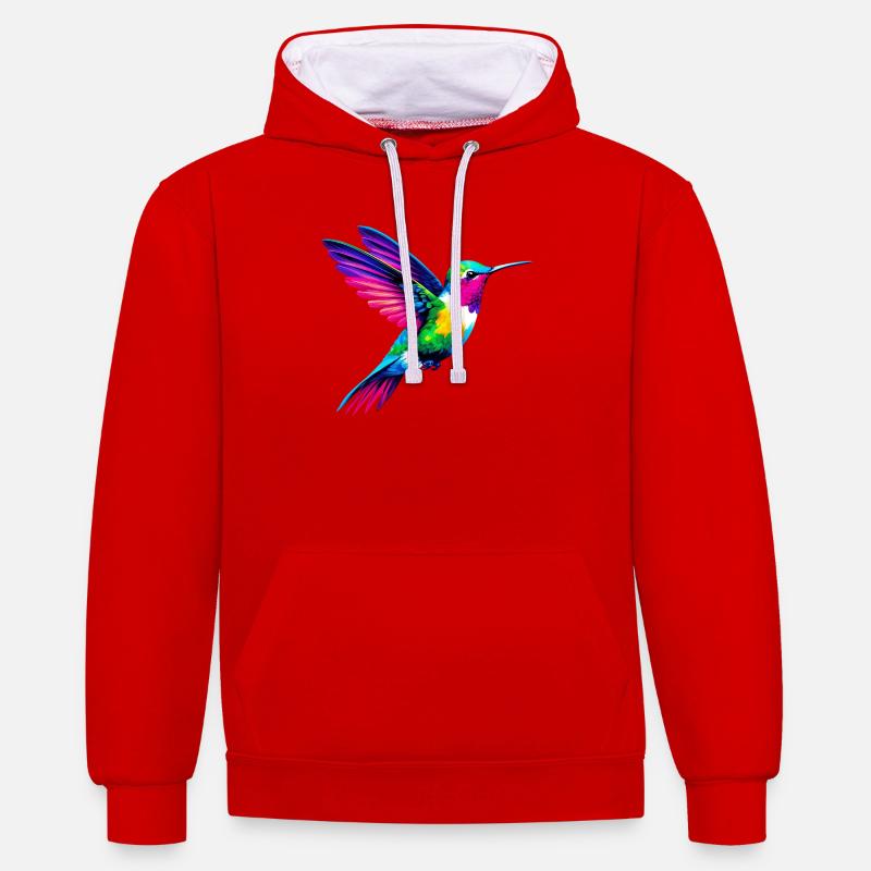 Colibri - Sweat à capuche contrasté - rouge/blanc