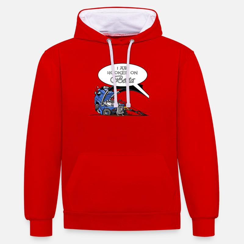 HookedOnBERTA - Sweat à capuche contrasté - rouge/blanc