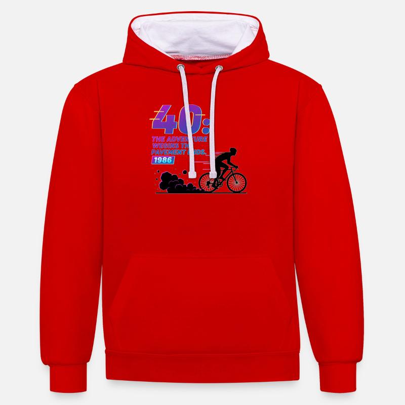 Tee d’aventure de gravier pour le 40e anniversaire - Sweat à capuche contrasté - rouge/blanc