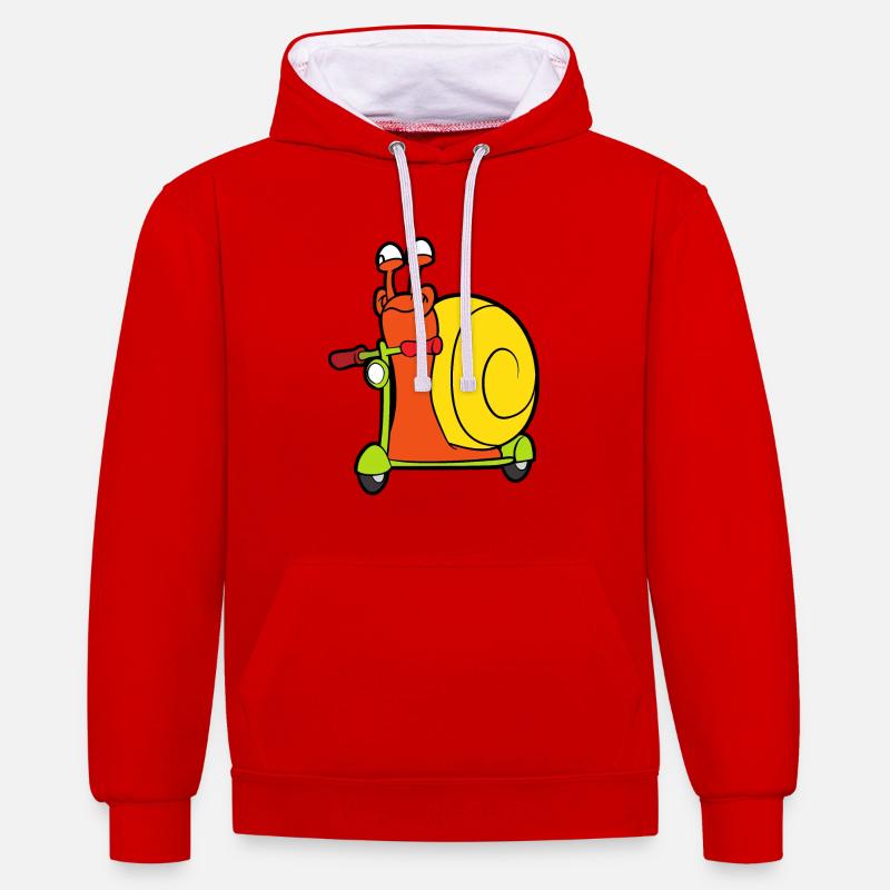 escargot - Sweat à capuche contrasté - rouge/blanc