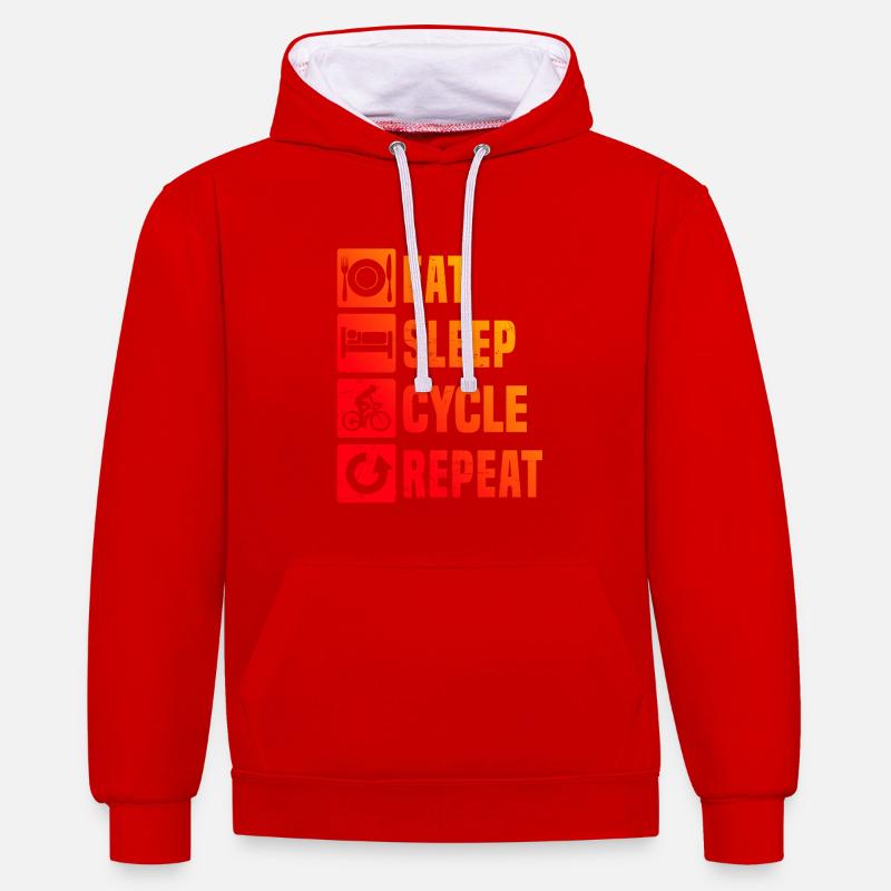 Cyclisme Cyclisme Vélo Cyclisme - Sweat à capuche contrasté - rouge/blanc