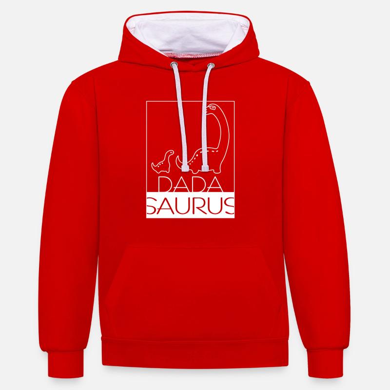 dadasaurus - Sweat à capuche contrasté - rouge/blanc