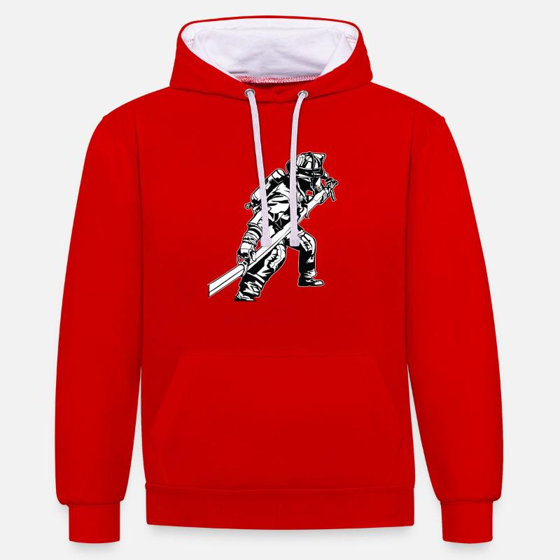 Pompier - Sweat à capuche contrasté - rouge/blanc