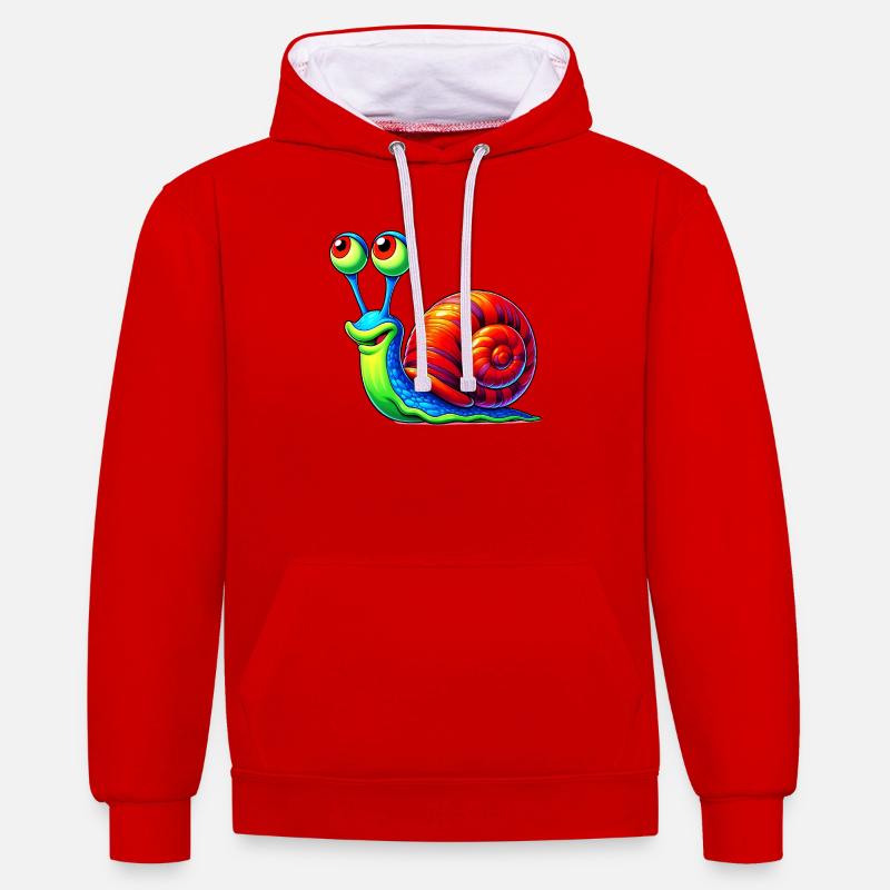 Escargot - Sweat à capuche contrasté - rouge/blanc