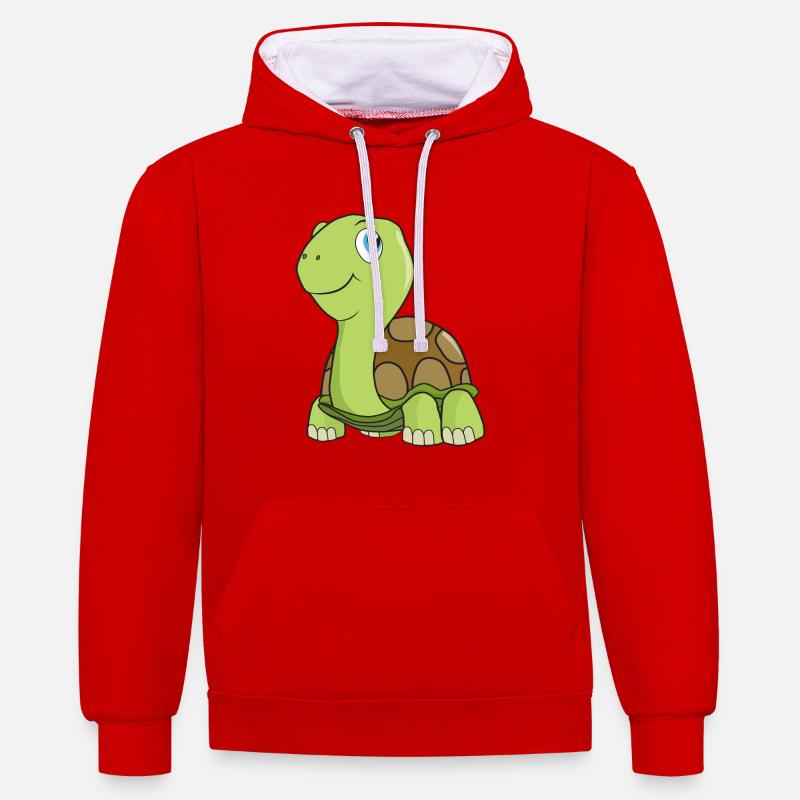 tortue - Sweat à capuche contrasté - rouge/blanc