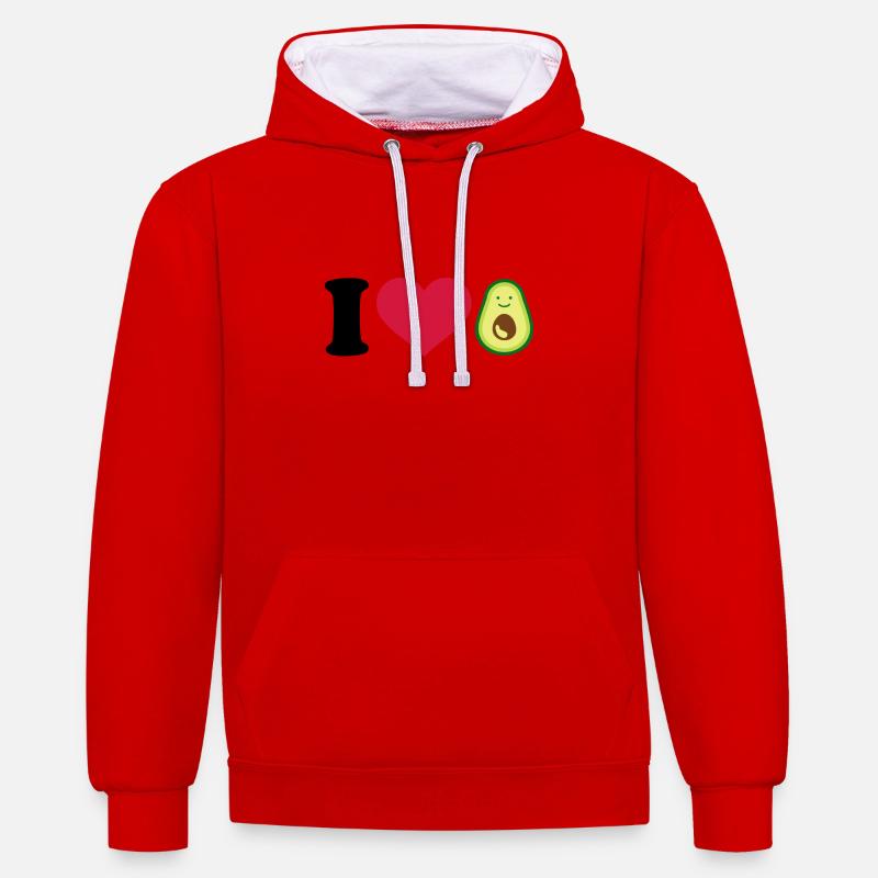 avocat - Sweat à capuche contrasté - rouge/blanc