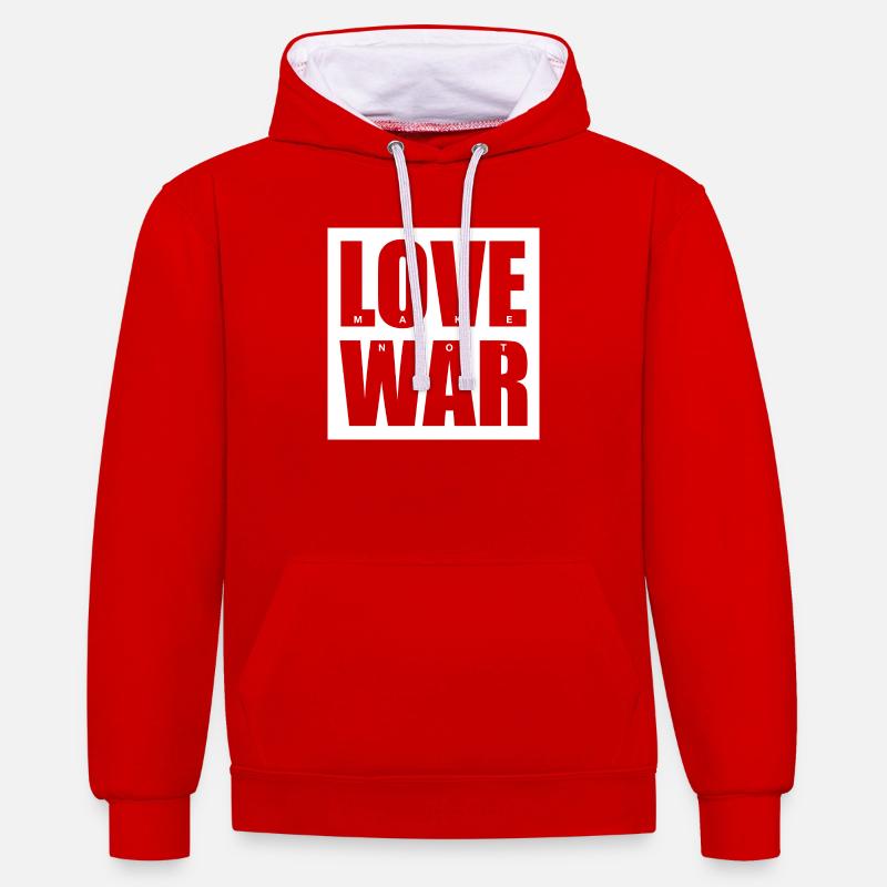 MAKE LOVE NOT WAR - Sweat à capuche contrasté - rouge/blanc