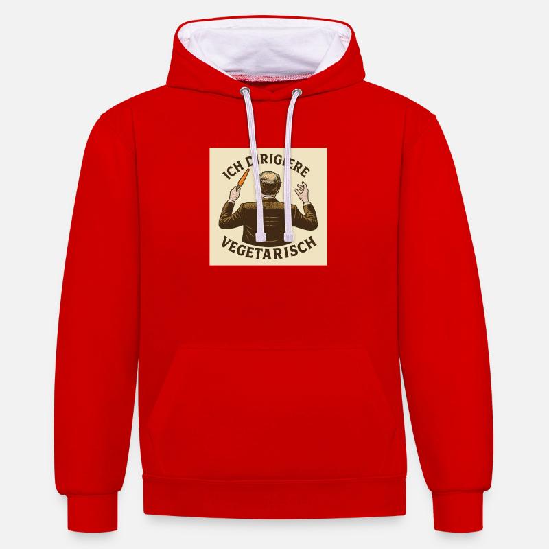 Dirigent Ich dirigiere vegetarisch - Kontrast-Hoodie - Rot/Weiß