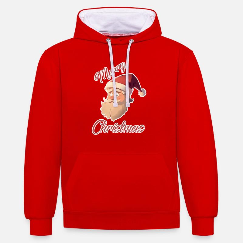 Joyeux Père Noël (AVC) - Sweat à capuche contrasté - rouge/blanc