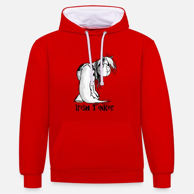 Gypsy Cob - Irish Cob – Pinto – Cheval - Sweat à capuche contrasté - rouge/blanc