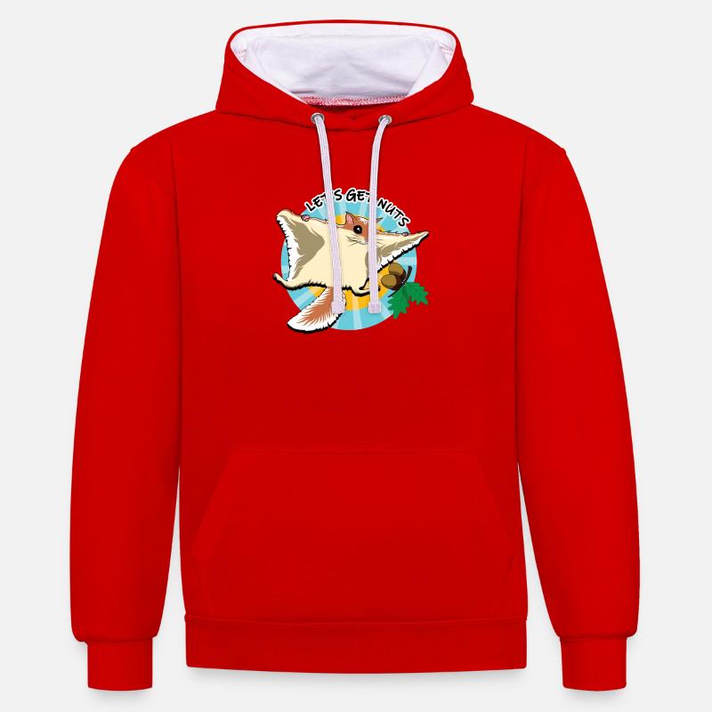 Flying Squirrel - Let's Get Nuts - Contrast hoodie - red/white