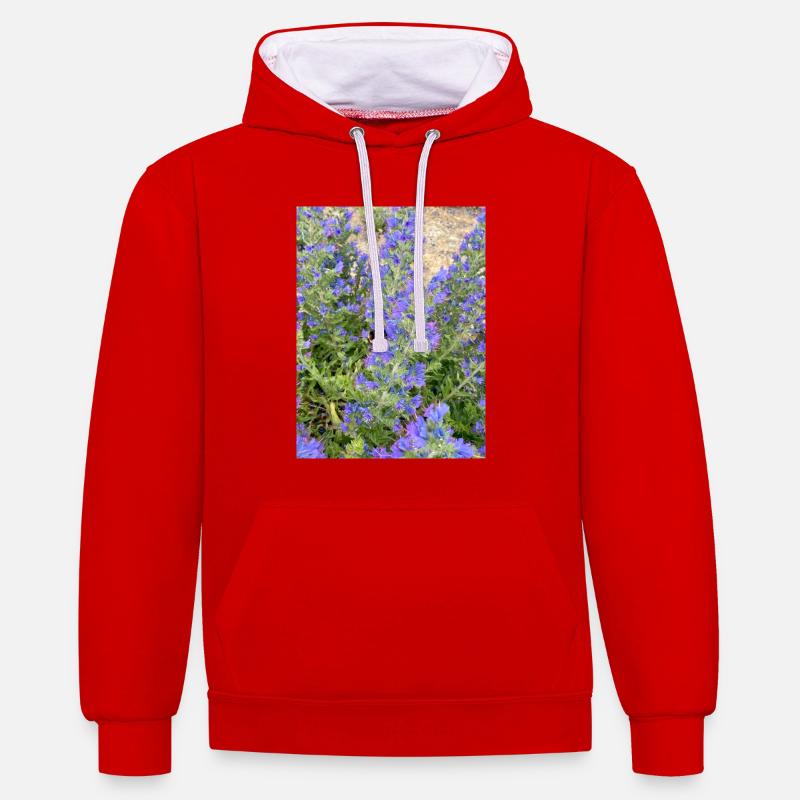 Motif adapté aux fleurs de lilas - Sweat à capuche contrasté - rouge/blanc