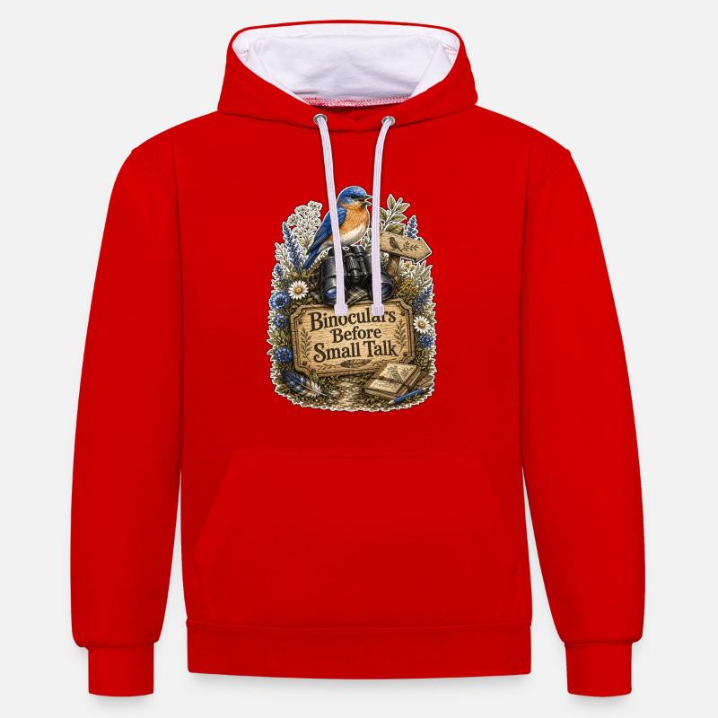 Binoculars Before Small Talk Clouds - Contrast hoodie - red/white