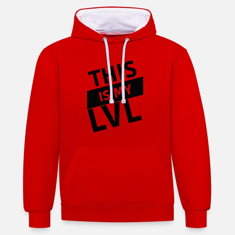 C’est mon niveau - Sweat à capuche contrasté - rouge/blanc