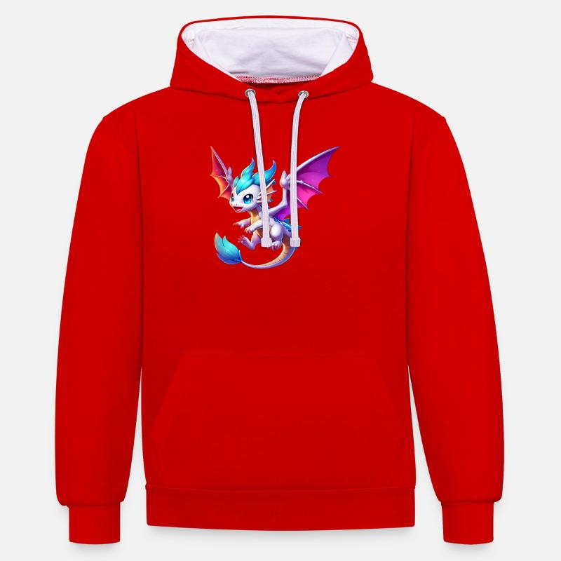 Dragon - Sweat à capuche contrasté - rouge/blanc