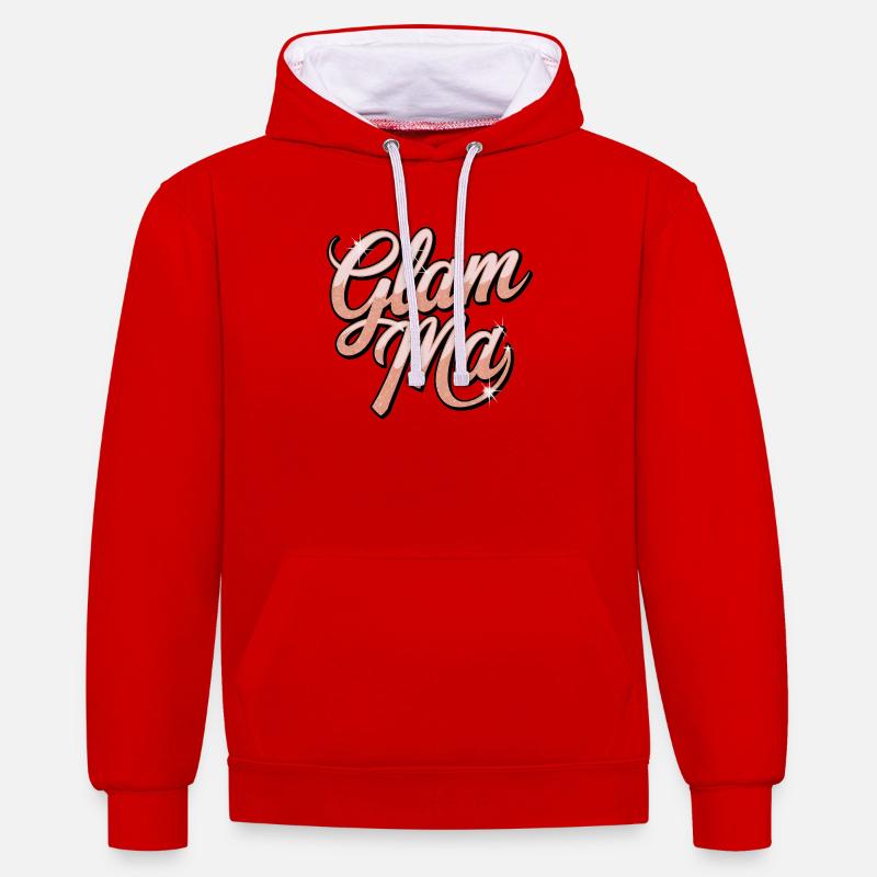 Glam Mad Glitter Script - Sweat à capuche contrasté - rouge/blanc
