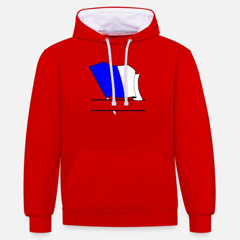Drapeau Personnalisé de Spa - Sweat à capuche contrasté - rouge/blanc