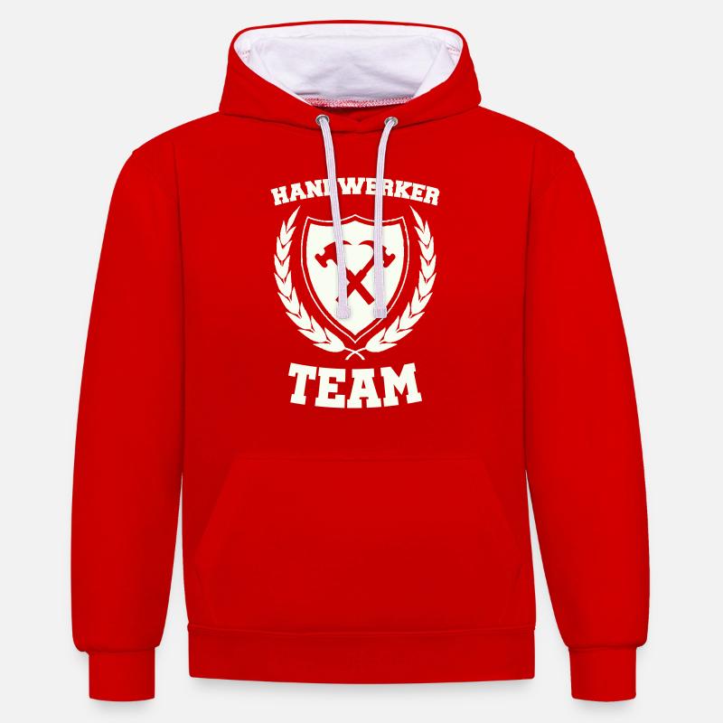 Équipe d’artisans - Sweat à capuche contrasté - rouge/blanc