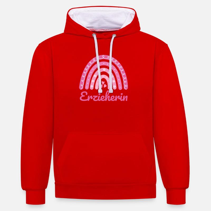 Institutrice de maternelle Regenbogen - Sweat à capuche contrasté - rouge/blanc