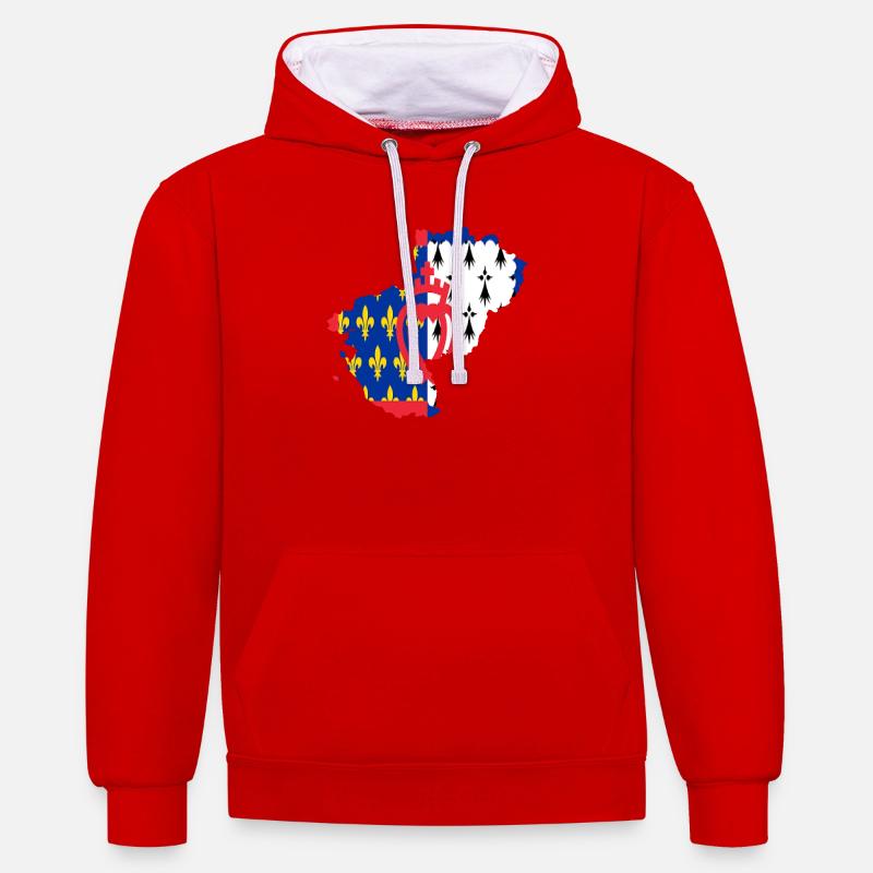 Pays de loire - Sweat à capuche contrasté - rouge/blanc