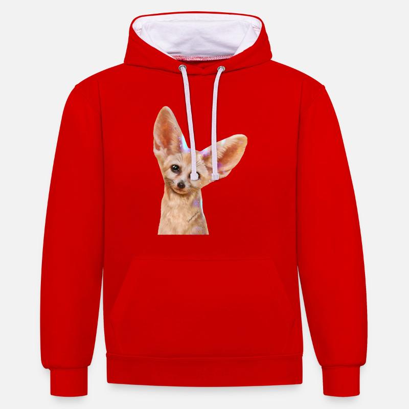 Fennec - Sweat à capuche contrasté - rouge/blanc