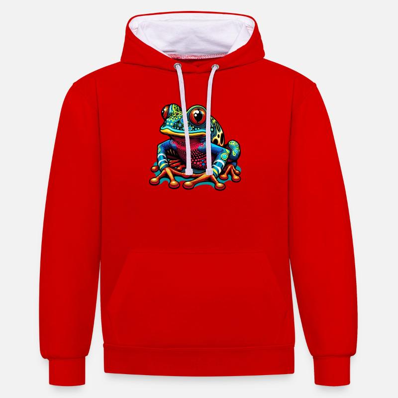 Grenouille - Sweat à capuche contrasté - rouge/blanc