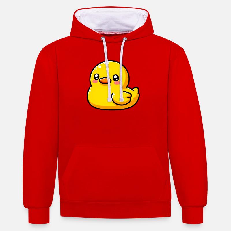 Caneton Canard Canard Canard - Sweat à capuche contrasté - rouge/blanc