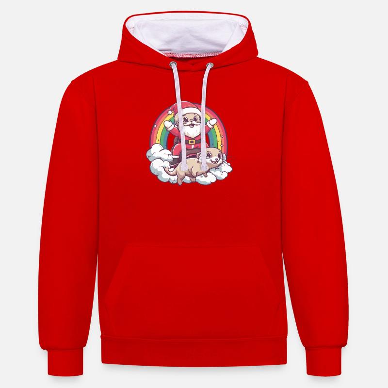 Noël du Père Noël Suricate - Sweat à capuche contrasté - rouge/blanc