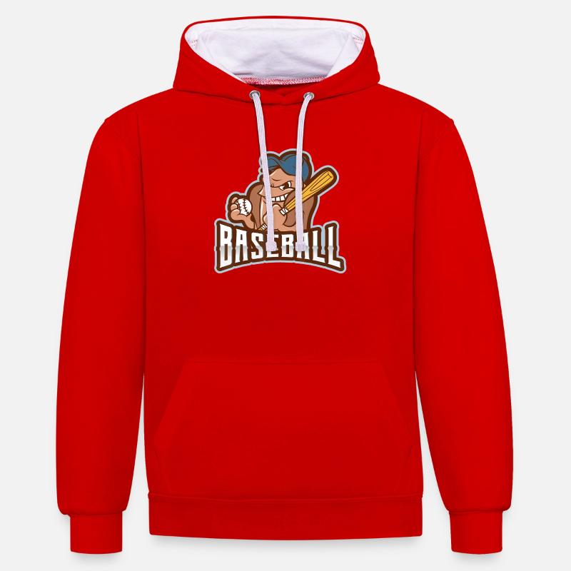Rogue Batter Baseball-Maskottchen - Kontrast-Hoodie - Rot/Weiß