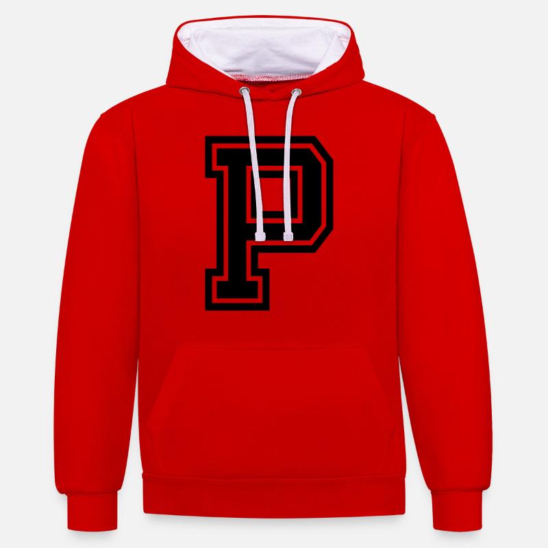 p - Sweat à capuche contrasté - rouge/blanc