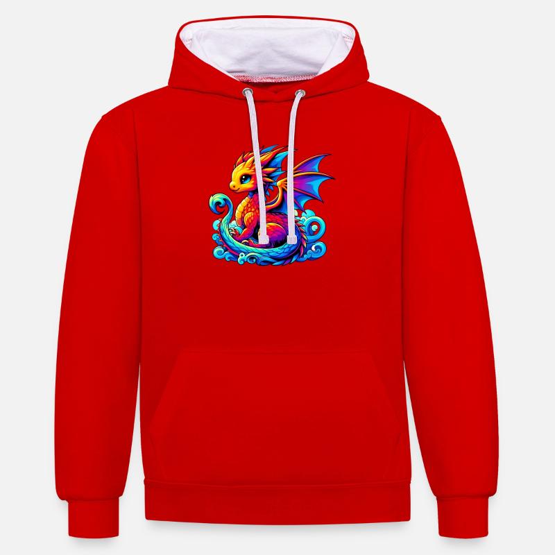 Dragon - Sweat à capuche contrasté - rouge/blanc