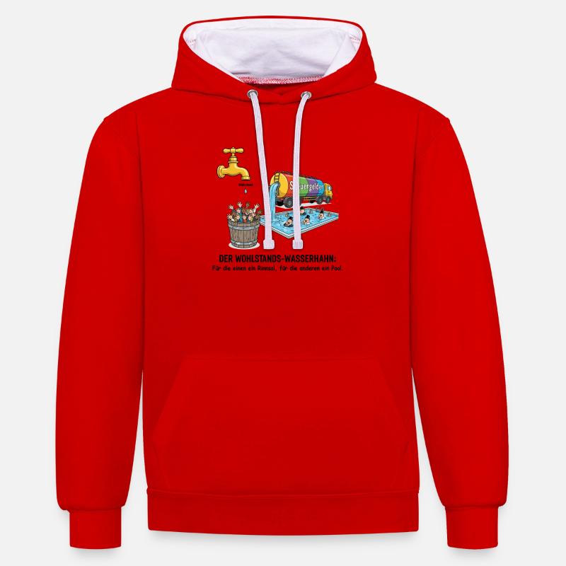 Le robinet de la prospérité - Sweat à capuche contrasté - rouge/blanc