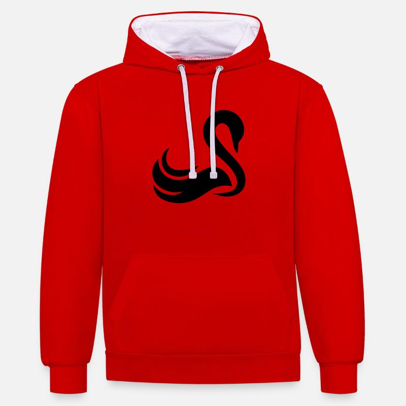 Cygne - Sweat à capuche contrasté - rouge/blanc