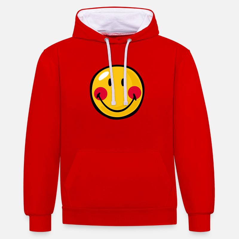 Smiley Blushed - Sweat à capuche contrasté - rouge/blanc