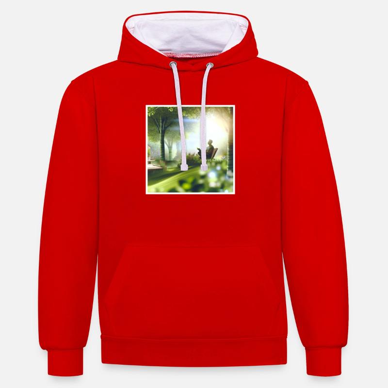 Amour-propre - Sweat à capuche contrasté - rouge/blanc