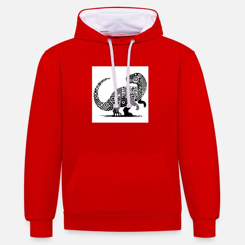 groupe1 30 - Sweat à capuche contrasté - rouge/blanc