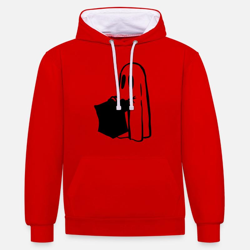 Halloween - Kontrast-Hoodie - Rot/Weiß