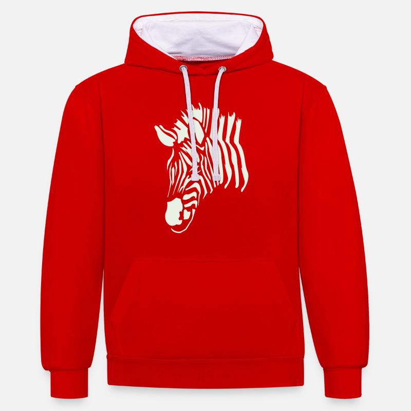 zebra 1 - Kontrast-Hoodie - Rot/Weiß