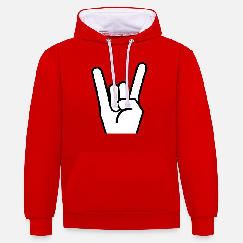 Main de roche - Sweat à capuche contrasté - rouge/blanc