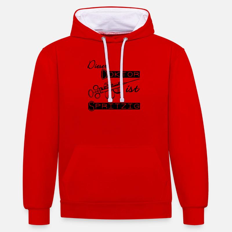 Doktor Spritzig Geschenk - Kontrast-Hoodie - Rot/Weiß