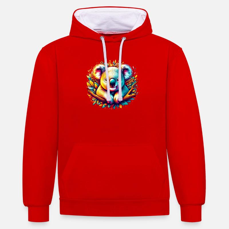 Koala - Sweat à capuche contrasté - rouge/blanc