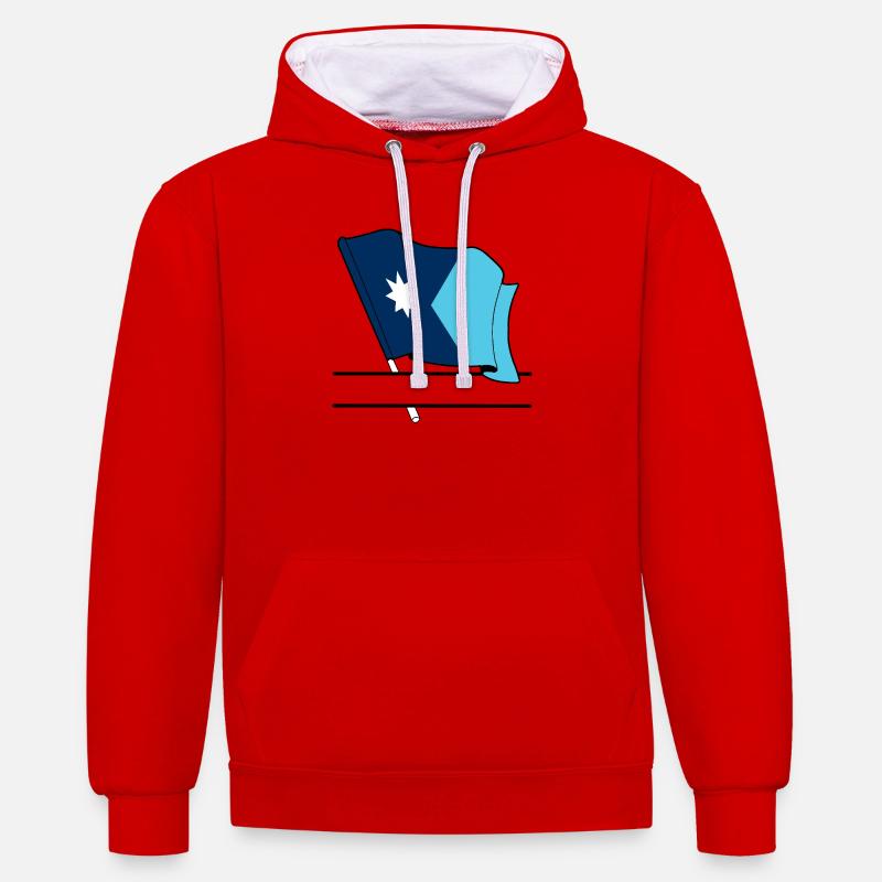 Drapeau Minnesota bannière de texte - Sweat à capuche contrasté - rouge/blanc