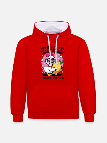 Süße Ente mit Zitrone – In Full Transparency Fun - Kontrast-Hoodie - Rot/Weiß