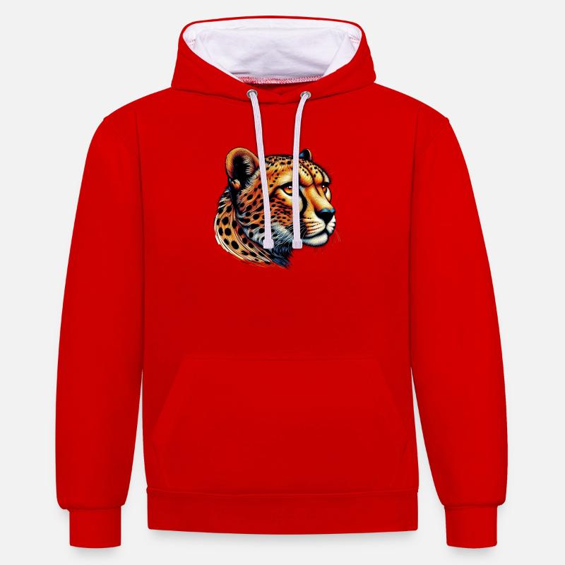 Guépard - Sweat à capuche contrasté - rouge/blanc
