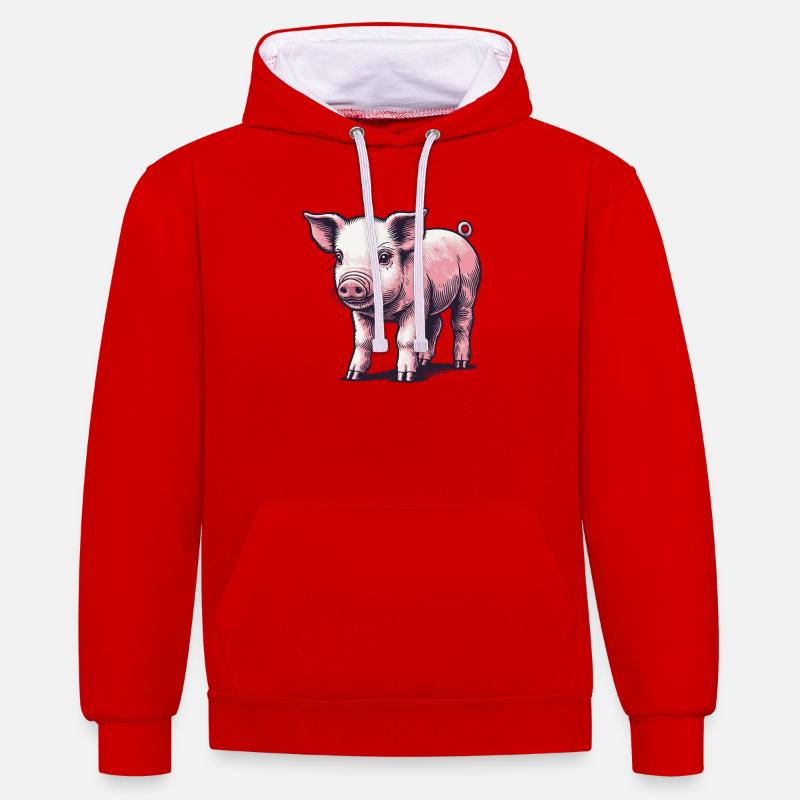 Porcelet - Sweat à capuche contrasté - rouge/blanc