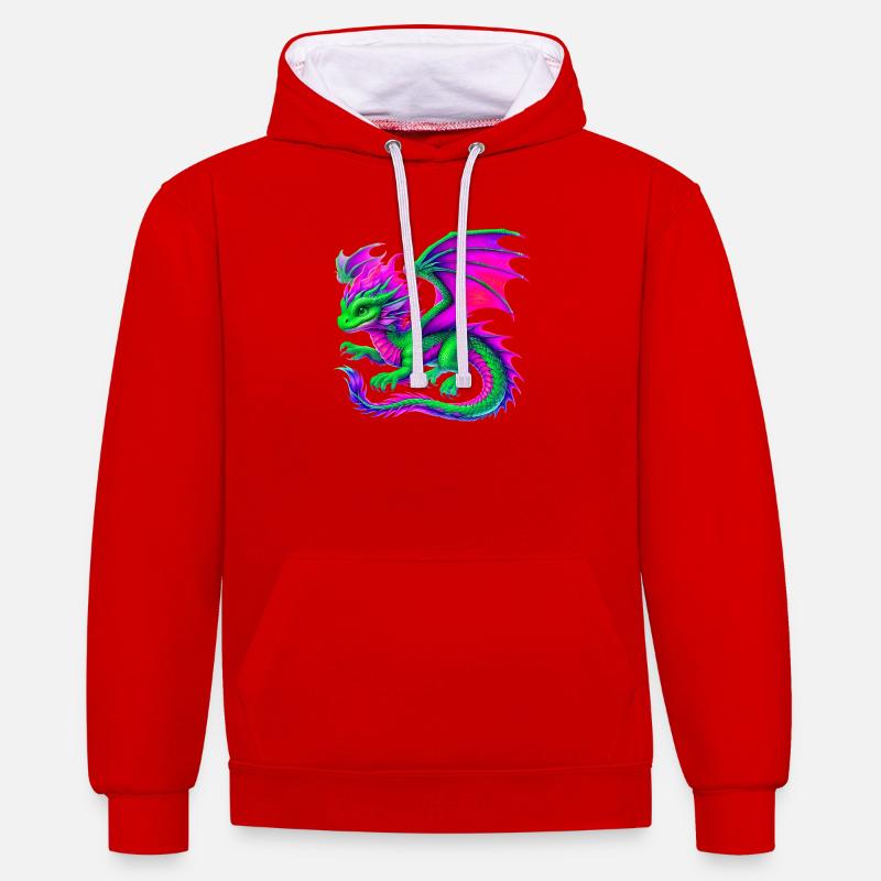 Dragon - Sweat à capuche contrasté - rouge/blanc